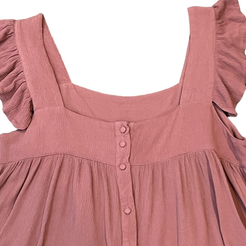 BOHME summer top shirt sleeveless ruffles buttons flowy XL extra large. - Picture 4 of 8